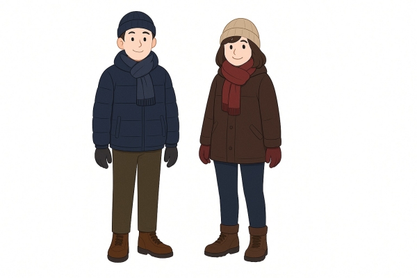 スイス都市観光の12月の服装例