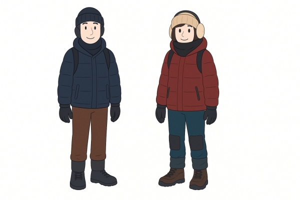 スイス山岳地域の12月の服装例