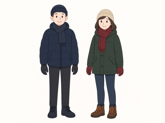 スイス山岳地帯の11月の服装例
