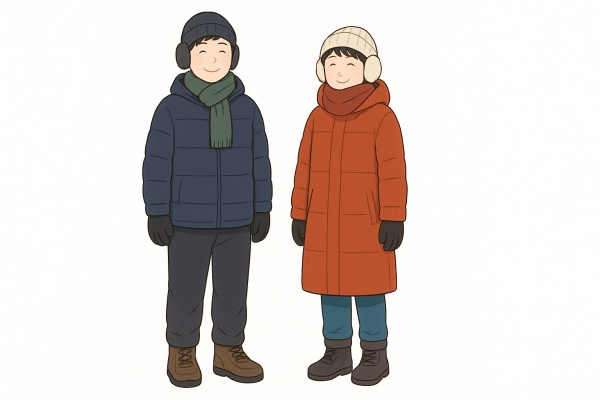 1月のスイス山岳地域の服装イメージ