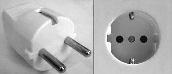 Fタイプ（Schuko）プラグとソケットの例