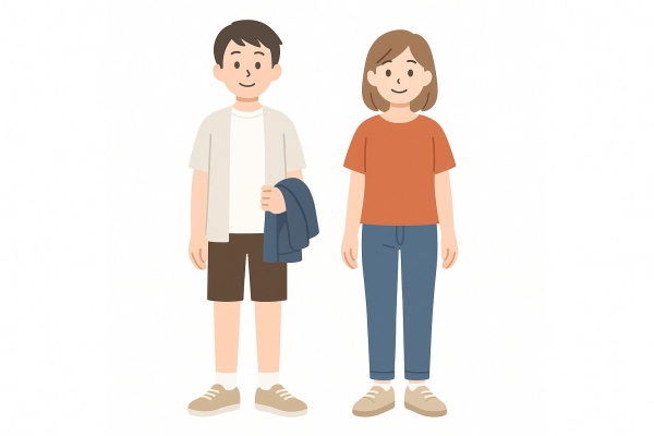 釧路8月の服装イメージ(半袖+調整できる羽織り物)