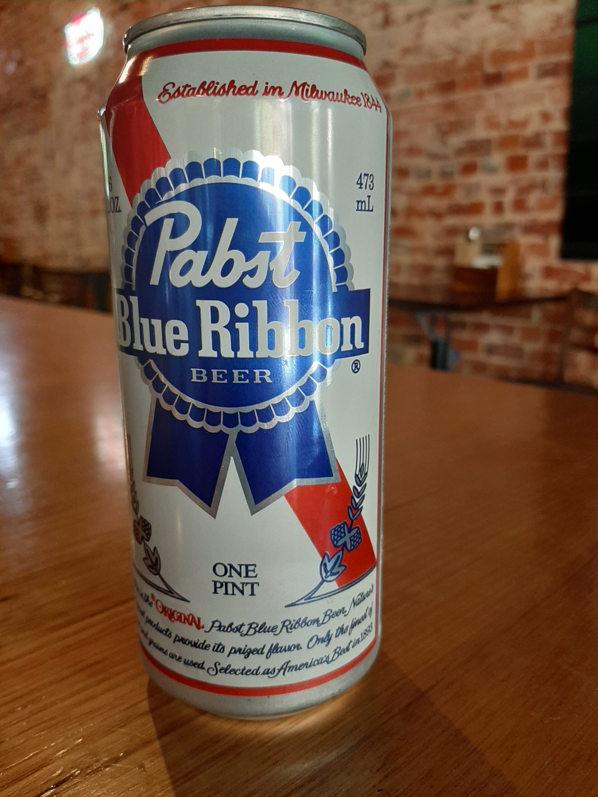 Pabst Blue Ribbon beer can
