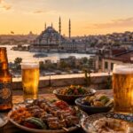 イスタンブールの夕景とビール(トルコビールのイメージ)